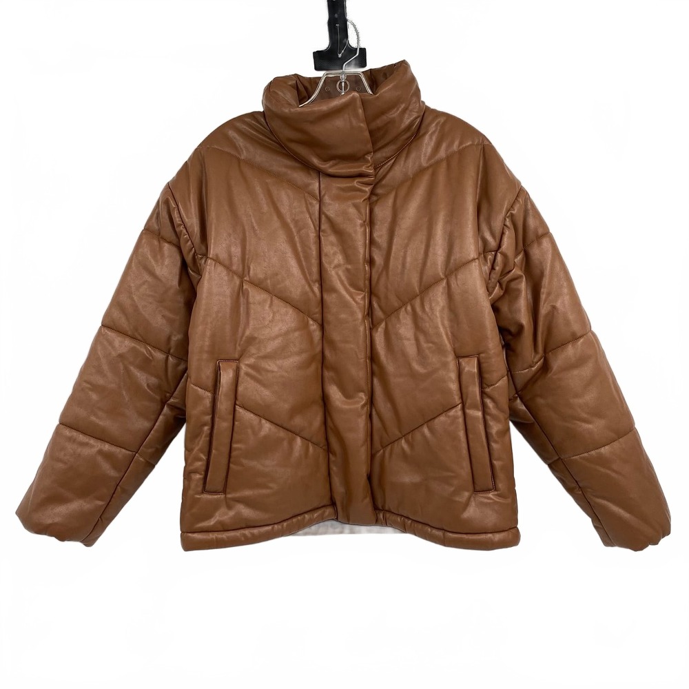 Wilfred Brown Faux Leather Duvet Puffer Jacket | XS Regular
